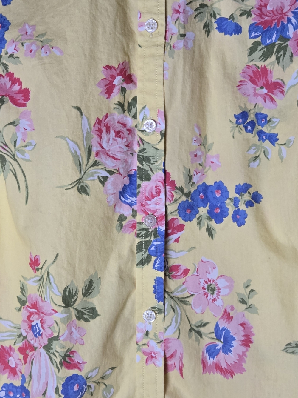 Liz Claiborne Womens Yellow Floral Button Up Shirt 3/4 Sleeve Size 8 Cottagecore - Picture 5 of 11